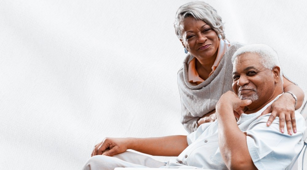 Smiling senior couple relaxing together